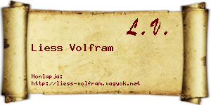 Liess Volfram névjegykártya